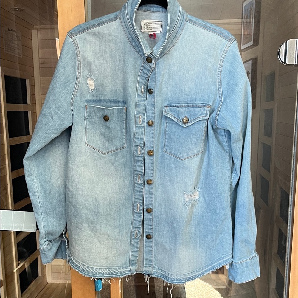 Current/Elliott Light Blue Denim Button Down Shirt